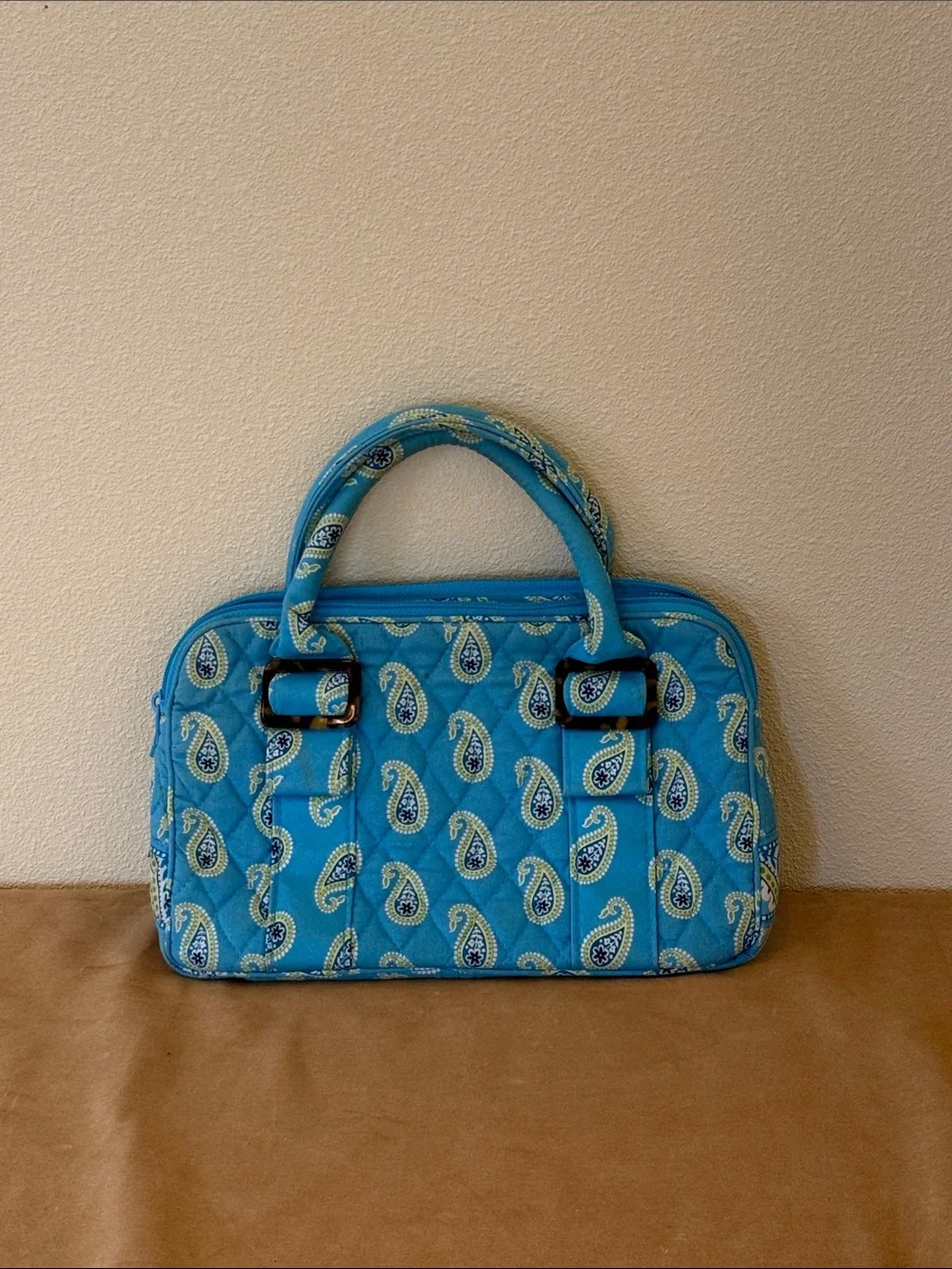 Vera Bradley Teal Paisley Quilted Satchel